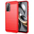 Samsung Galaxy A17/F17/M17 Børstet TPU Cover - Karbonfiber - rød