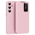 Samsung Galaxy A17 Smart Clear View Flip etui med kortplads - Pink
