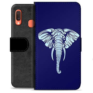 Samsung Galaxy A20e Premium Flip Cover med Pung - Elefant