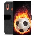 Samsung Galaxy A20e Premium Flip Cover med Pung - Fodbold Flamme