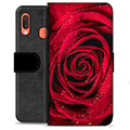 Samsung Galaxy A20e Premium Flip Cover med Pung - Rose