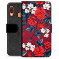 Samsung Galaxy A20e Premium Flip Cover med Pung - Vintage Blomster