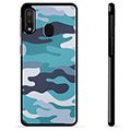 Samsung Galaxy A20e Beskyttende Cover - Blå Camouflage