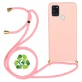 Saii Eco Line Samsung Galaxy A21s Cover med Strap - Pink
