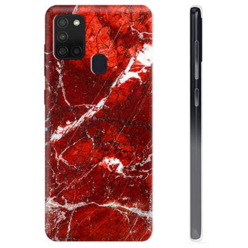 Samsung Galaxy A21s TPU Cover - Rød Marmor