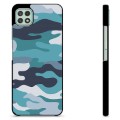 Samsung Galaxy A22 5G Beskyttende Cover - Blå Camouflage