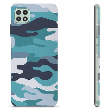 Samsung Galaxy A22 5G TPU Cover - Blå Camouflage