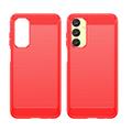 Samsung Galaxy A25 Børstet TPU Cover - Karbonfiber - Rød