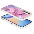 Samsung Galaxy A25 Marmormønster Galvaniseret IMD TPU Cover - Blå / Pink