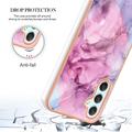 Samsung Galaxy A25 Marmormønster Galvaniseret IMD TPU Cover - Blå / Pink