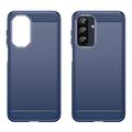 Samsung Galaxy A26 Børstet TPU Cover - Karbonfiber - Blå