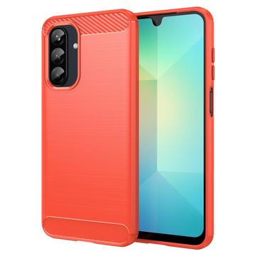 Samsung Galaxy A26 Børstet TPU Cover - Karbonfiber - Rød