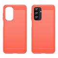 Samsung Galaxy A26 Børstet TPU Cover - Karbonfiber - Rød
