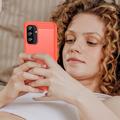 Samsung Galaxy A26 Børstet TPU Cover - Karbonfiber - Rød