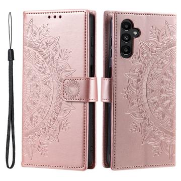Samsung Galaxy A26 Mandala Series Etui med Pung - Rødguld
