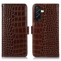 Samsung Galaxy A27 Crocodile Series Læderpung med RFID - Brun