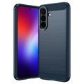 Samsung Galaxy A27 Børstet TPU Cover - Karbonfiber - blå