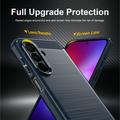 Samsung Galaxy A27 Børstet TPU Cover - Karbonfiber - blå