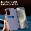 Samsung Galaxy A27 Smart Clear View Flip etui med kortplads - grå-lilla