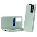 Samsung Galaxy A27 Smart Clear View Flip etui med kortplads - Lysegrøn