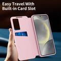Samsung Galaxy A27 Smart Clear View Flip etui med kortplads - Pink