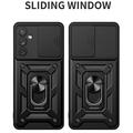Samsung Galaxy A34 5G Roterende Ring Hybrid Cover med Kameraskjold - Sort