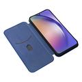 Samsung Galaxy A35 Flip Cover - Karbonfiber - Blå