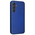Samsung Galaxy A35 Flip Cover - Karbonfiber - Blå
