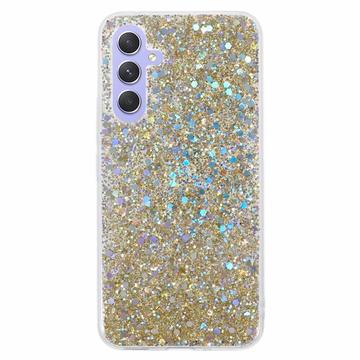 Samsung Galaxy A35 Glitter Flakes TPU Cover - Guld