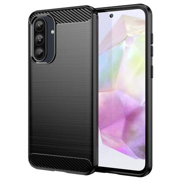 Samsung Galaxy A36/A56 Børstet TPU Cover - Karbonfiber - Sort