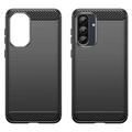 Samsung Galaxy A36/A56 Børstet TPU Cover - Karbonfiber - Sort