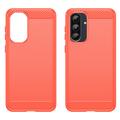 Samsung Galaxy A36/A56 Børstet TPU Cover - Karbonfiber - Rød