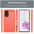 Samsung Galaxy A36/A56 Børstet TPU Cover - Karbonfiber - Rød