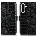 Samsung Galaxy A36 Crocodile Series Læderpung med RFID - Sort