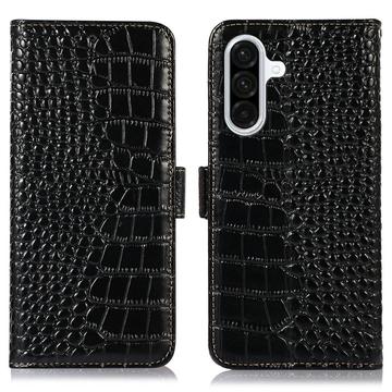 Samsung Galaxy A36 Crocodile Series Læderpung med RFID - Sort