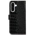 Samsung Galaxy A36 Crocodile Series Læderpung med RFID - Sort