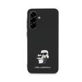 Samsung Galaxy A36 Karl Lagerfeld Saffiano Metal Karl and Choupette Cover - Sort