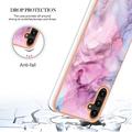 Samsung Galaxy A36 Marmormønster Galvaniseret IMD TPU Cover - Blå / Pink