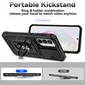 Samsung Galaxy A36 Roterende Ring Hybrid Cover med Kameraskjold - Sort
