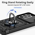 Samsung Galaxy A36 Roterende Ring Hybrid Cover med Kameraskjold - Sort