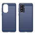 Samsung Galaxy A37 Børstet TPU Cover - Karbonfiber - blå
