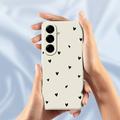Samsung Galaxy A37 Slim TPU-cover med hjertemønster - hvid / sort