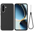 Samsung Galaxy A37 Flydende silikone cover med håndrem - sort
