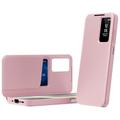 Samsung Galaxy A37 Smart Clear View Flip etui med kortplads - Pink