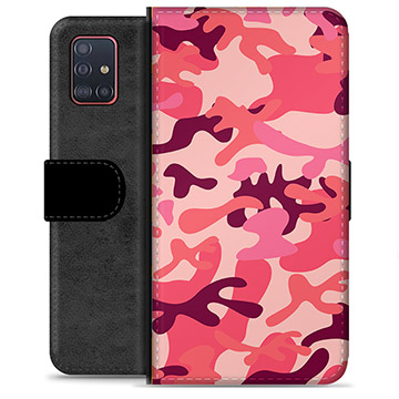 Samsung Galaxy A51 Premium Flip Cover med Pung - Pink Camouflage