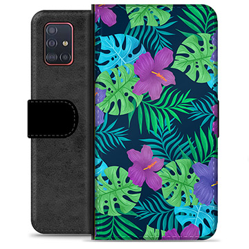 Samsung Galaxy A51 Premium Flip Cover med Pung - Tropiske Blomster