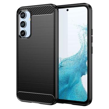 Samsung Galaxy A54 5G Børstet TPU Cover - Karbonfiber - Sort