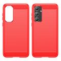 Samsung Galaxy A55 Børstet TPU Cover - Karbonfiber - Rød