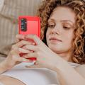 Samsung Galaxy A55 Børstet TPU Cover - Karbonfiber - Rød