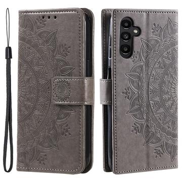 Samsung Galaxy A55 Mandala Series Etui med Pung - Grå